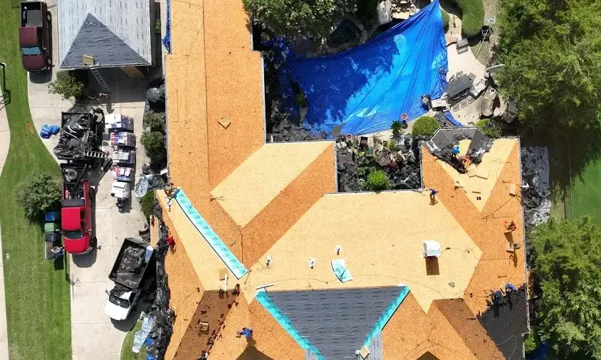 Professional Storm Damage Roof Repair being performed in Blue Island